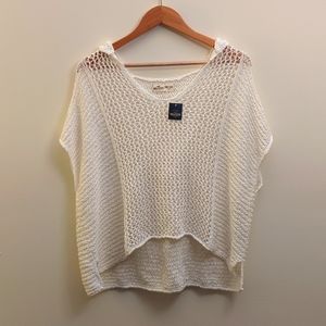 NWT Hollister White Hooded Knit Sweater